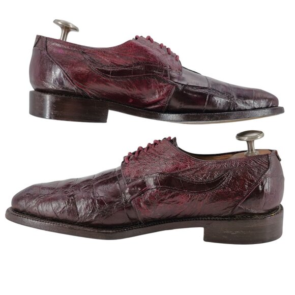 Vintage Mauri Burgundy Alligator Ostrich Exotic Dress Shoes 11.5M Derby Oxfords - Picture 3 of 15